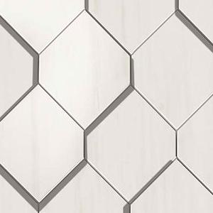 Bianco Dolomite Mosaico Esagono 3D